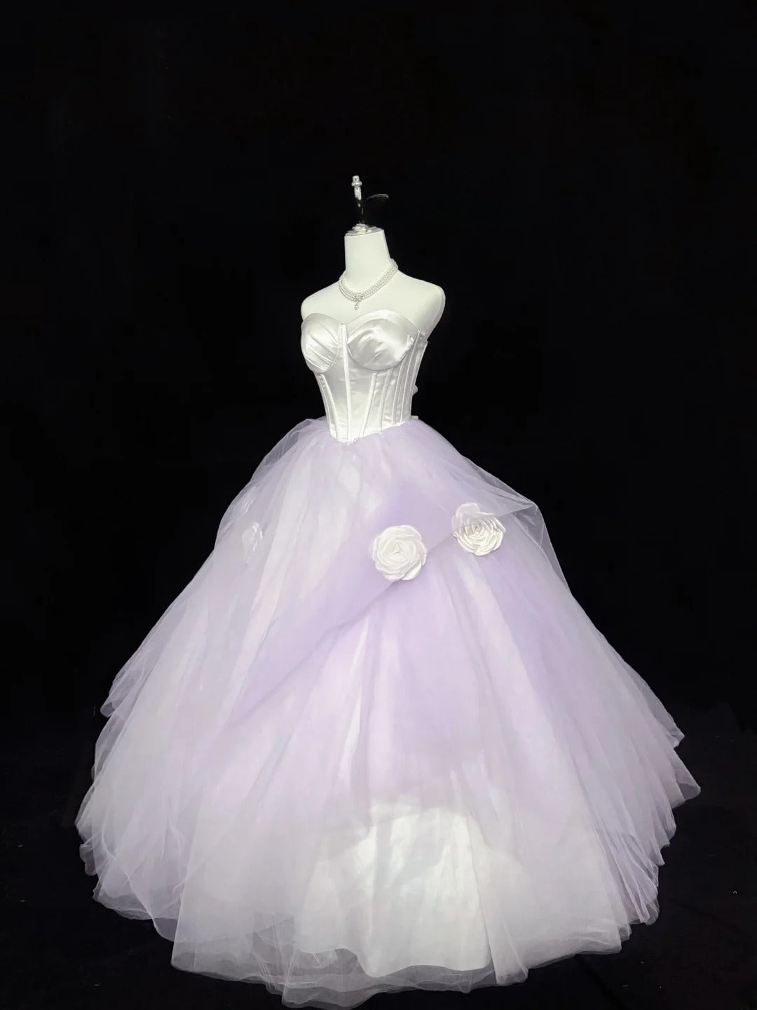 Pretty Ball Gown Sweetheart Lilac Tulle With Flowers Quince Dress Voluminous Sweet 16 Sweet Sixteen Outfits Vestido de 15 RB7438