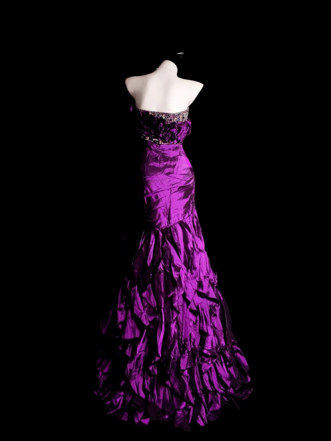 Grape Prom Dress Inspo Mermaid Spaghetti Straps With Beading Tiered Modest Long Formal Party Gown RB9869