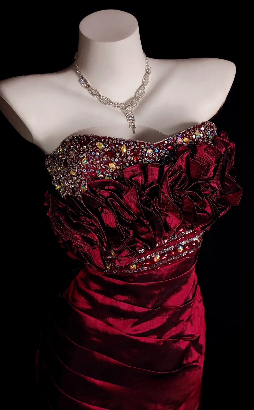 Red Prom Dress Inspo Mermaid Sweetheart With Beading Tiered Modest Long Formal Party Gown RB9868