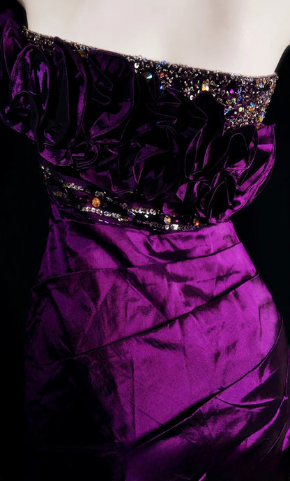 Grape Prom Dress Inspo Mermaid Spaghetti Straps With Beading Tiered Modest Long Formal Party Gown RB9869