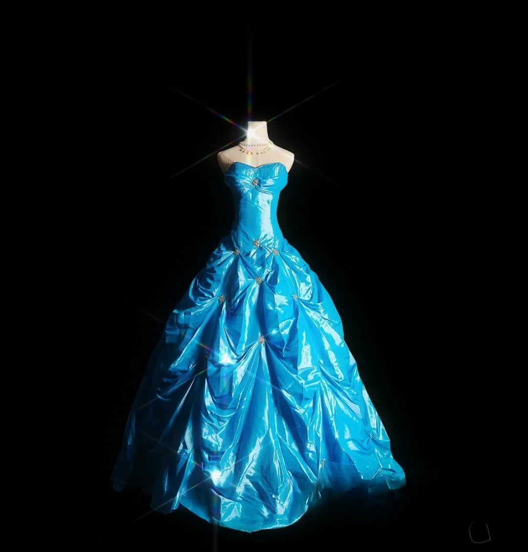 Princess Ball Gown Sweetheart Blue With Ruffled Long Quinceañera Dress Moda 2000 15 Quinceanera Dresses Ideas Sweet 16 Outfit RB6952