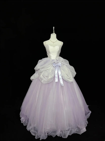 Pretty Ball Gown Spaghetti Straps Lilac Tulle With Flowers Quince Dress Voluminous Sweet 16 Sweet Sixteen Outfits Vestido de 15 RB7439