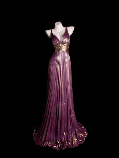 Grape Prom Dress A Line Spaghetti Straps With Ruched Beading Modest Floor Length Formal Party Gown RB9870