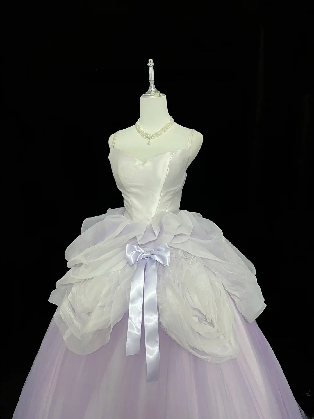Pretty Ball Gown Spaghetti Straps Lilac Tulle With Flowers Quince Dress Voluminous Sweet 16 Sweet Sixteen Outfits Vestido de 15 RB7439