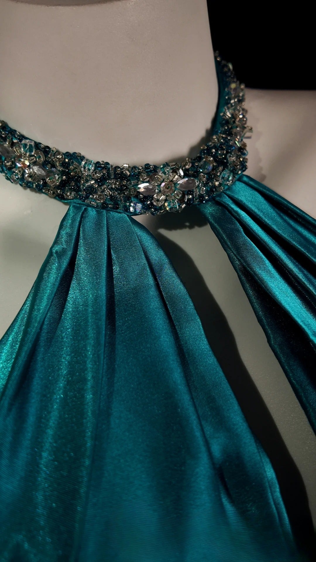 Blue Prom Dress Mermaid Halter With Ruched Beading Modest Floor Length Formal Party Gown RB9871