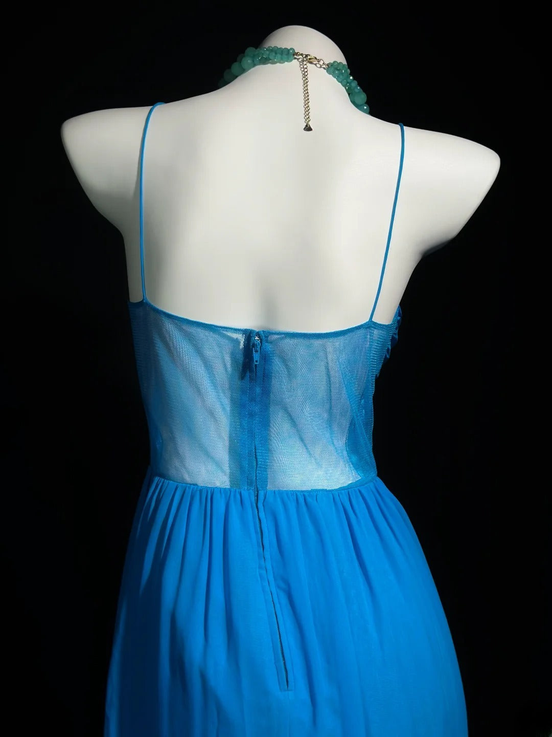 Vintage 80s Prom Dresses A line Spaghetti Strap Royal Blue Chiffon With Ruffled Long Evening Dress Formal Outfits RB5876