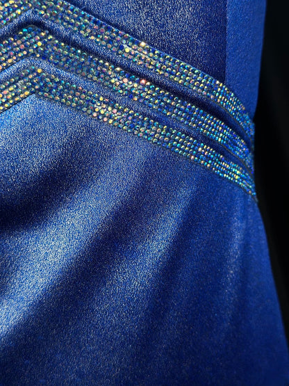 Vintage 90s Prom Dresses Mermaid V Neckline Royal Blue Satin With Long Backless Beading Evening Dress Formal Outfits RB5877