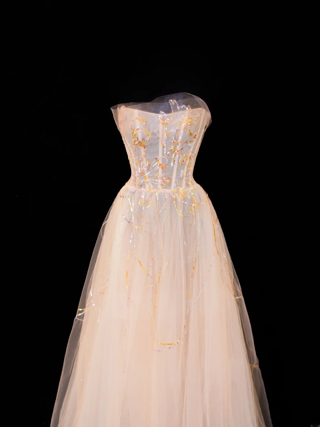 Ball Gowns Prom Dress Aesthetic Strapless Champagne With Lace Style Impress Long Prom Dresses Party Formal Gowns SA072