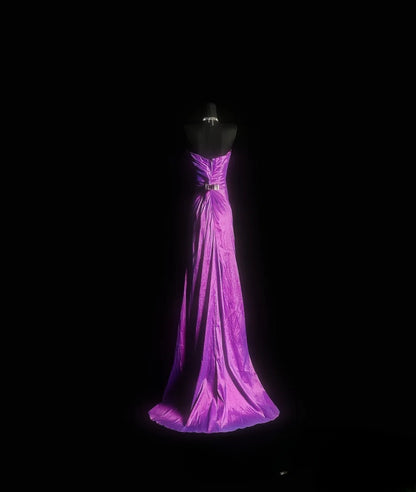 Simple Mermaid Sweetheart Grape Long Prom Dress With Ruffled Formal Dress Party Dresses RB7069