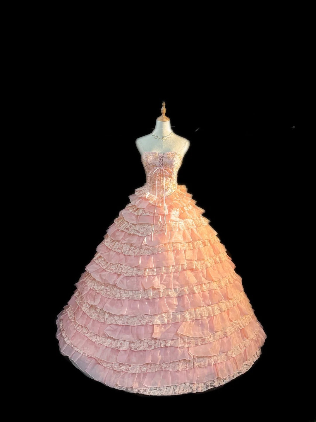 Prinzessin Ballkleid Trägerlos Ärmellos Pink Gestuft Mit Rüschen Blumen Langes Quinceanera Kleid vestido de 15 de cenicienta RB3469