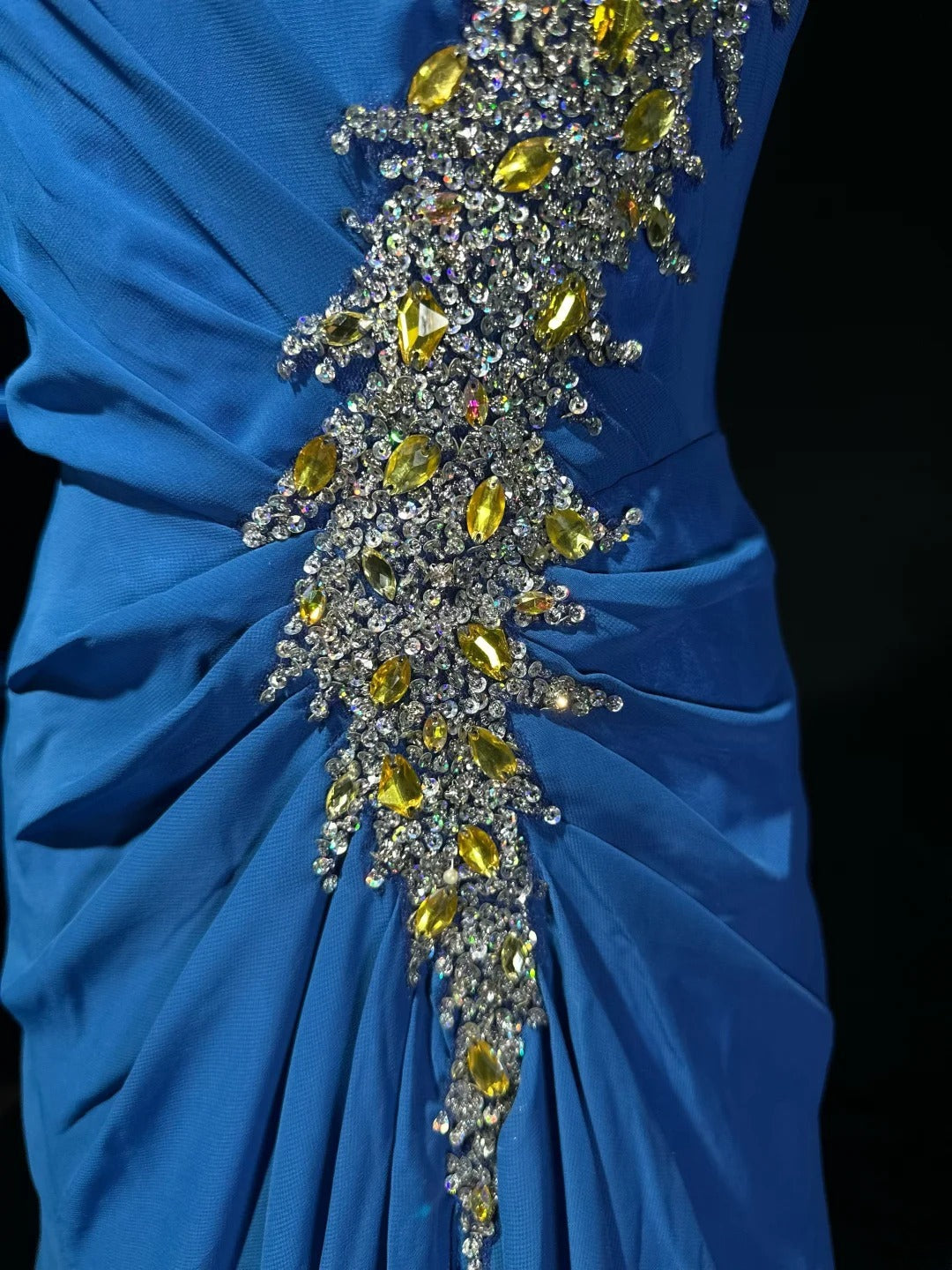 Vintage 80s Prom Dresses Mermaid One Shoulder Royal Blue Chiffon With Open Backs Long Evening Dress Formal Outfits RB5879