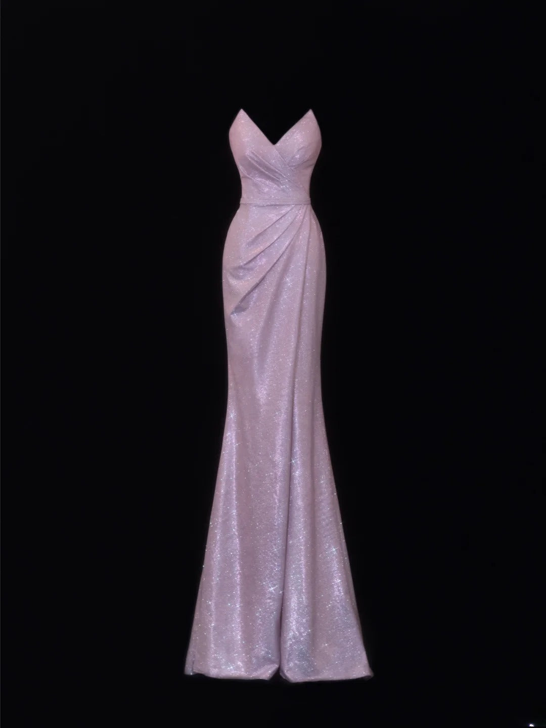 Robe de bal élégante et sobre, style sirène, décolleté cœur, sequins lilas, robe longue plissée de soirée SA074