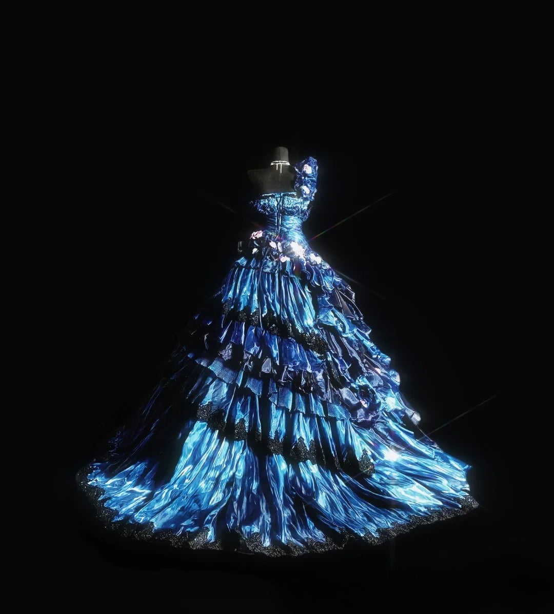 Princess Ball Gown One Shoulder Blue With Ruffled Long Quinceañera Dress Moda 2000 15 Quinceanera Dresses Ideas Sweet 16 Outfit RB7070