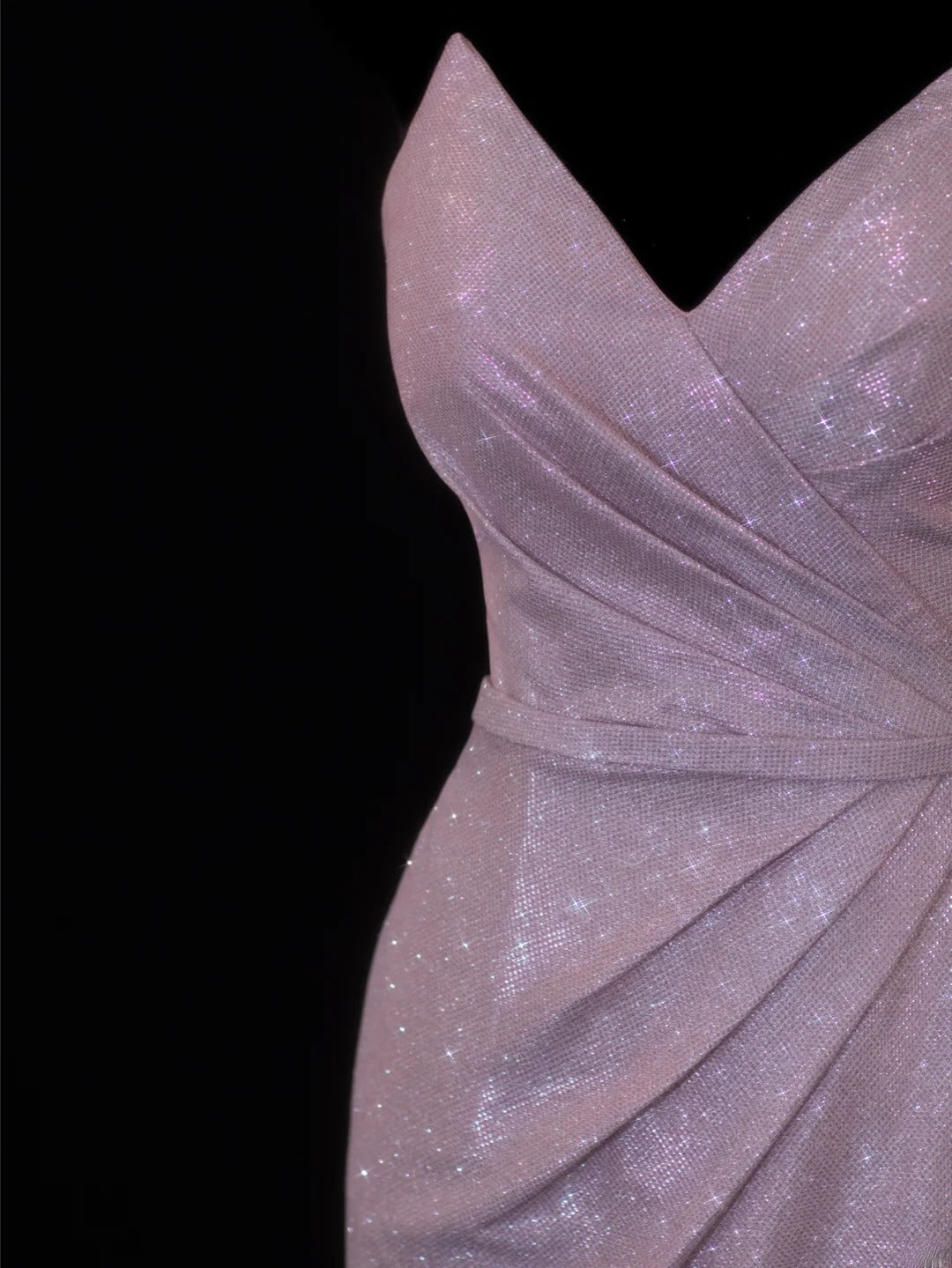 Robe de bal élégante et sobre, style sirène, décolleté cœur, sequins lilas, robe longue plissée de soirée SA074