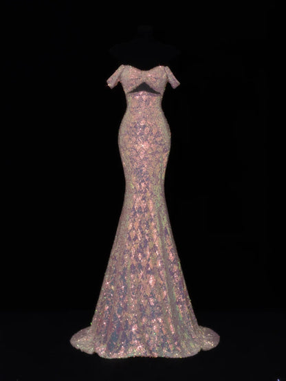 Elegante Ballkleider im Meerjungfrauen-Stil mit herzförmigem Ausschnitt und Pailletten – beeindrucken Sie mit diesem langen, plissierten Abendkleid SA075