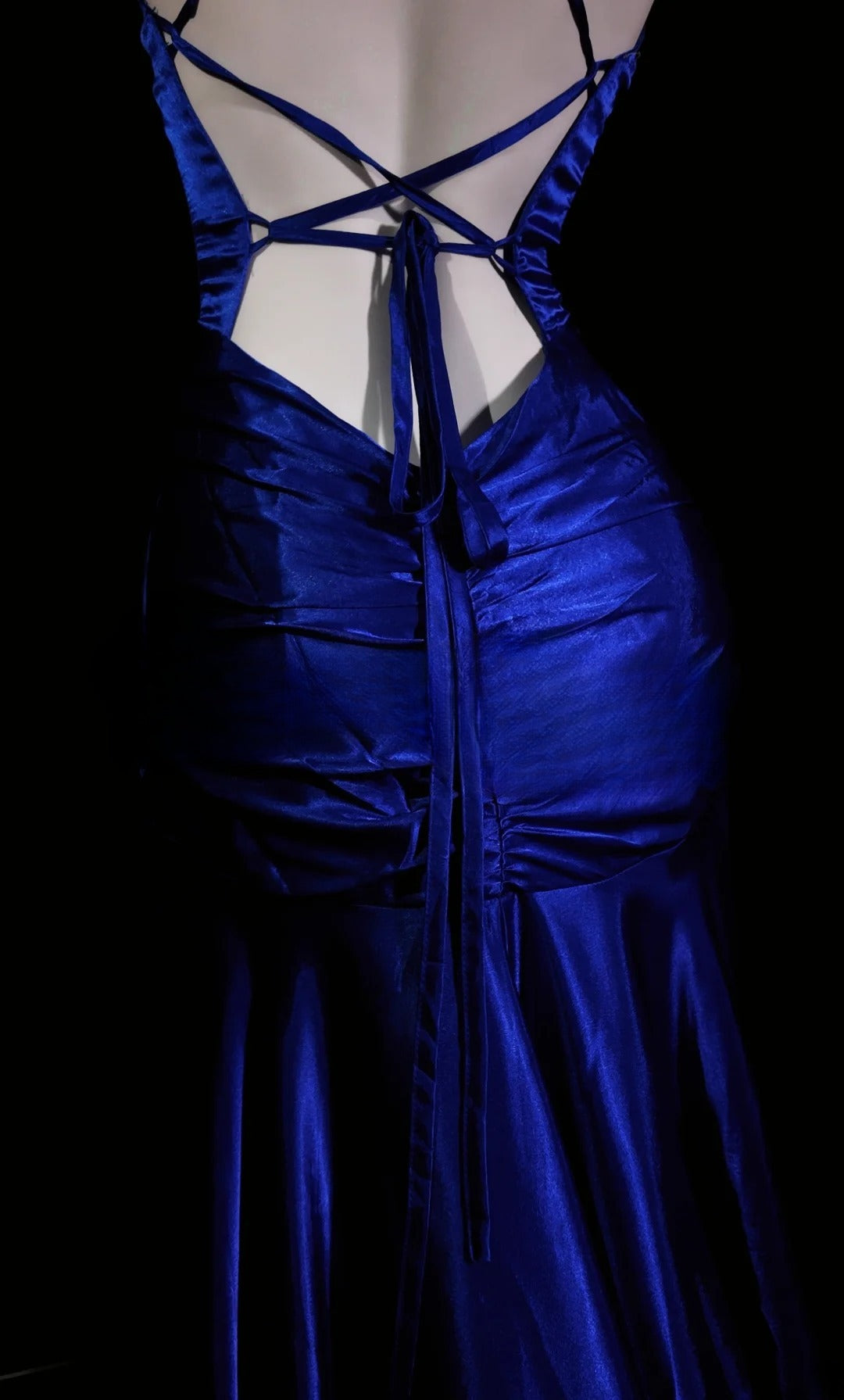 Royal Blue Prom Dress Mermaid Spaghetti Straps With Backless Modest High Low Formal Party Gown RB9877