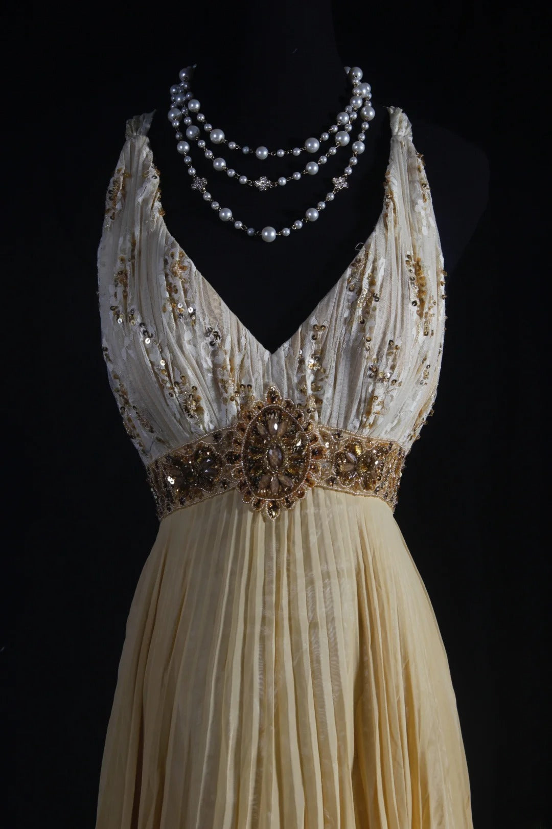 Cocktailkleid für Damen im 80er-Jahre-Stil, A-Linie, V-Ausschnitt, Chiffon, plissiert, mit Perlen, langes Kleid für Abschlussfeiern, Ballkleider AS075