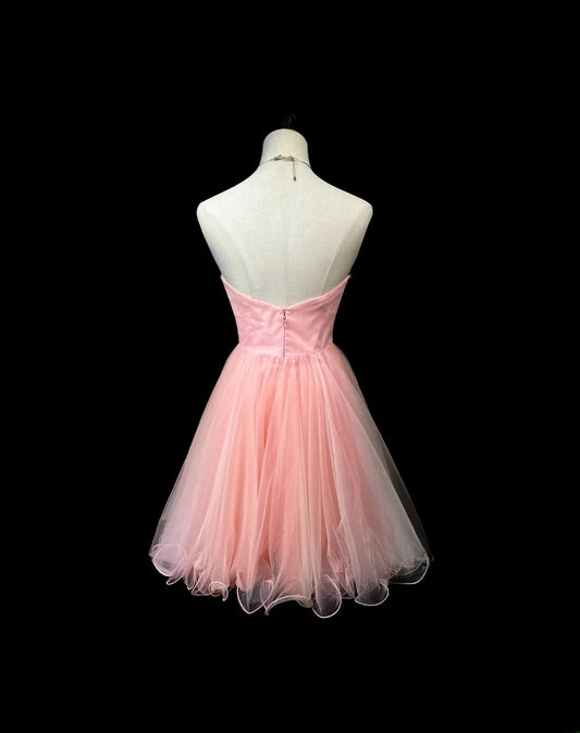 Princess Ball Gown Sweetheart Blush Pink Tulle Short Birthday Gown Homecoming Dresses Ideas Hoco Outfits RB5883