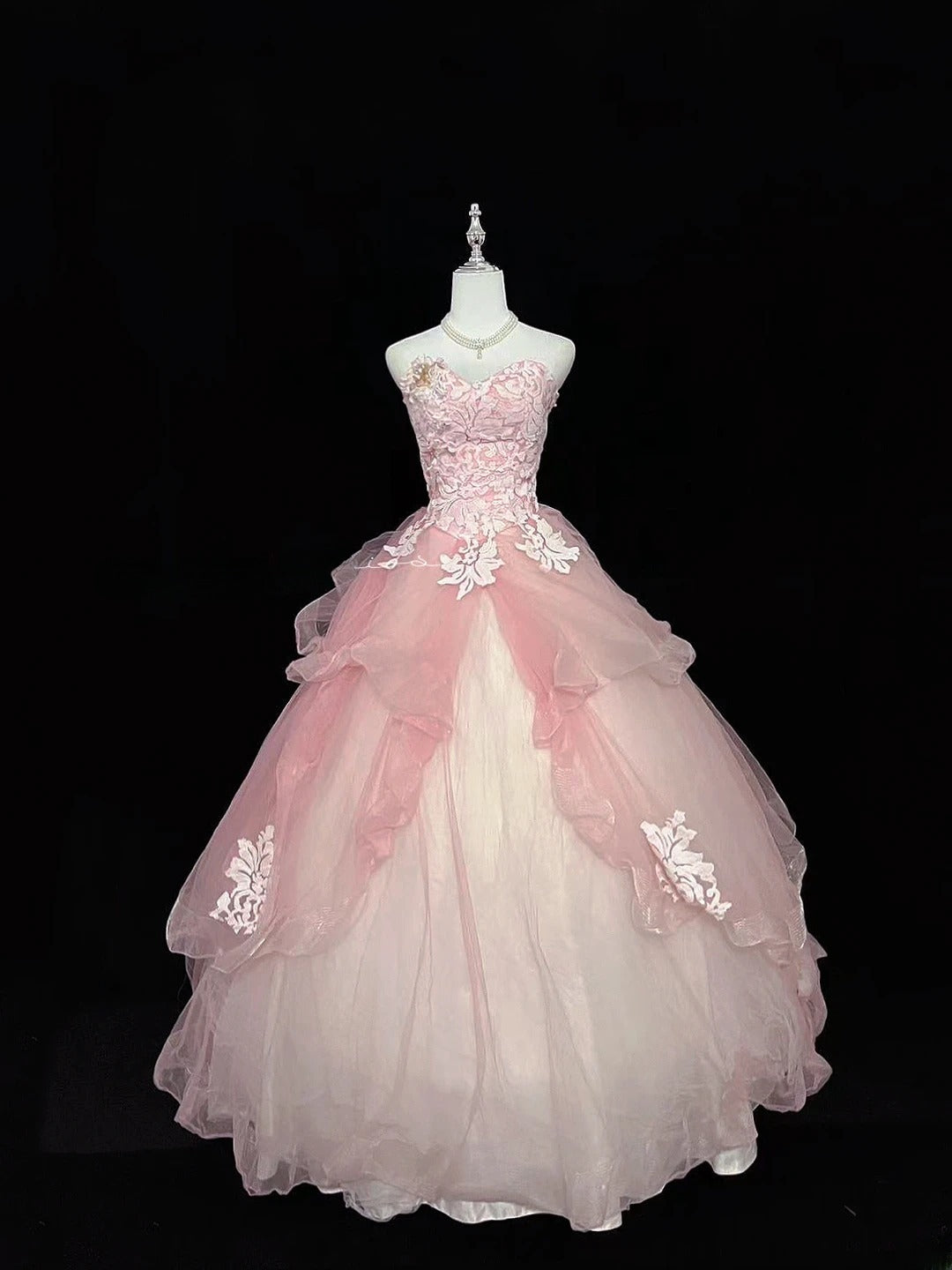 Cute Ball Gown Sweetheart Pink Tulle With Bow Appliques Quince Dress Voluminous Ideas Sweet 16 Quinceanera Dresses Vestido de 15 RB7447