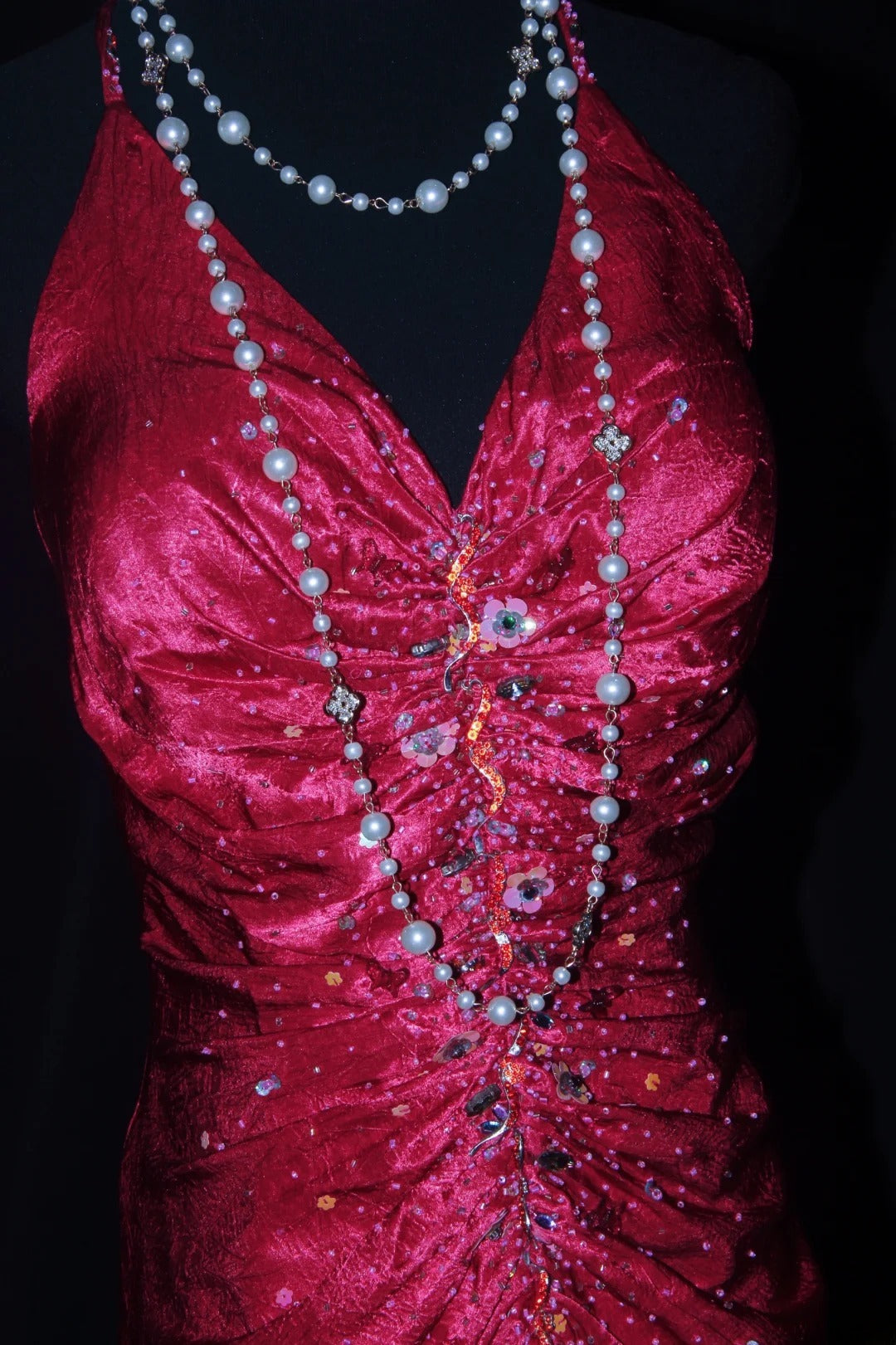 Robe de bal longue sans manches en satin rose fuchsia, style sirène, dos nu, AS077