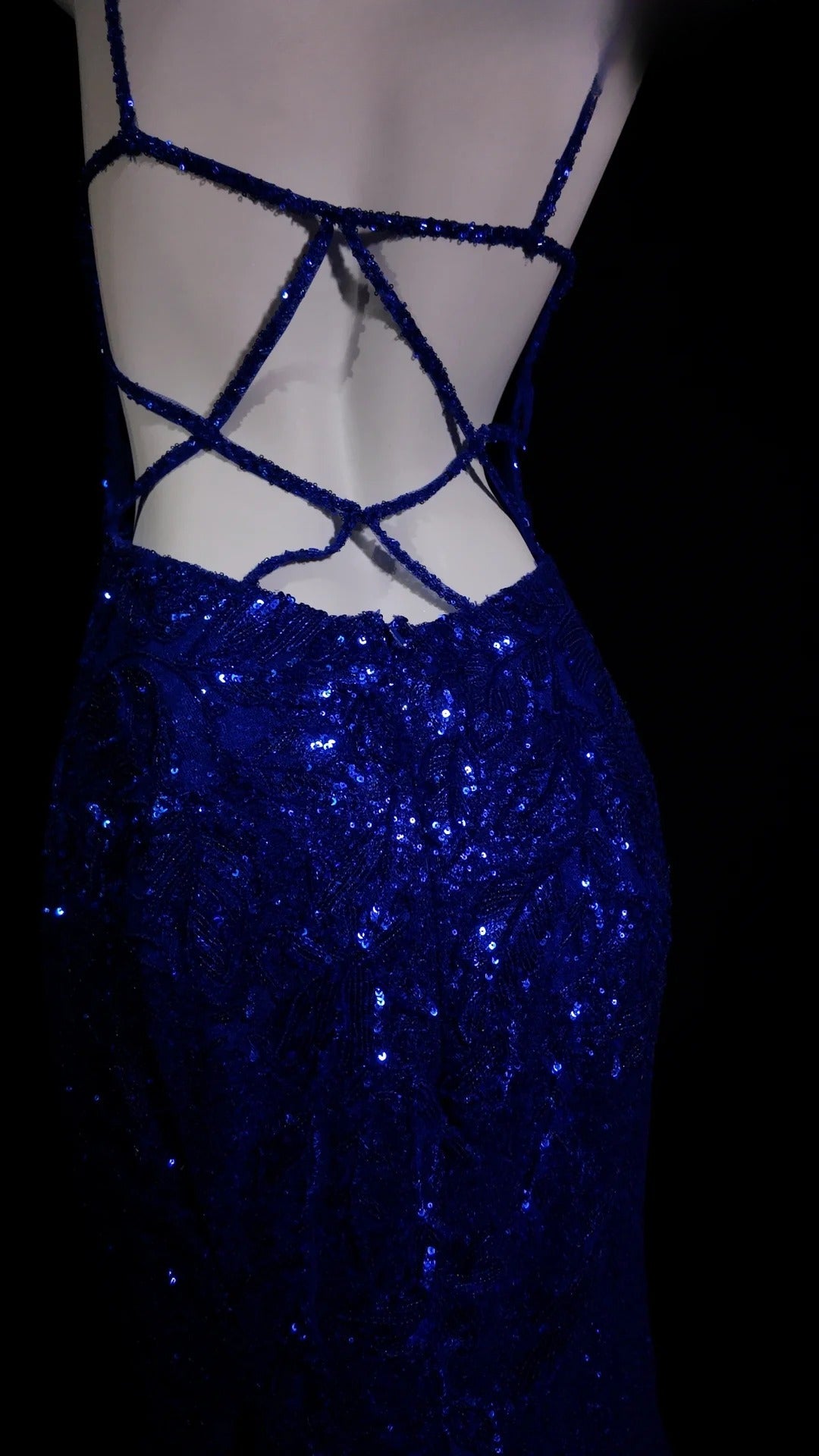 Royal Blue Prom Dress Inspo Mermaid Spaghetti Straps Sequin Modest Long Formal Party Gown RB9880