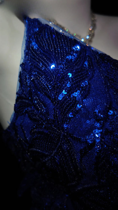 Royal Blue Prom Dress Inspo Mermaid Spaghetti Straps Sequin Modest Long Formal Party Gown RB9880