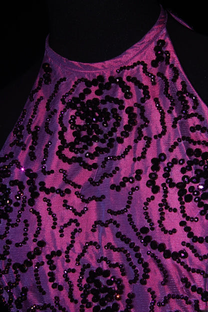 Niedliches kurzes Ballkleid mit Neckholder aus weinrotem Taft mit Perlen, ideal für den 18. Geburtstag, den Abschlussball oder als Cocktailkleid (AS079)