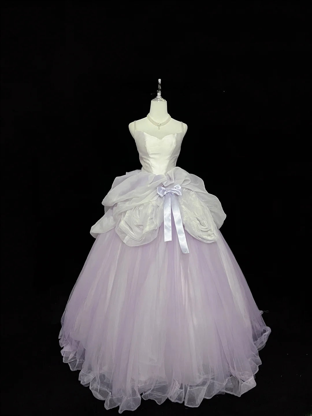 Cute Ball Gown Spaghetti Straps Lilac Tulle With Flowers Quince Dress Voluminous Sweet 16 Sweet Sixteen Outfits Vestido de 15 RB7451