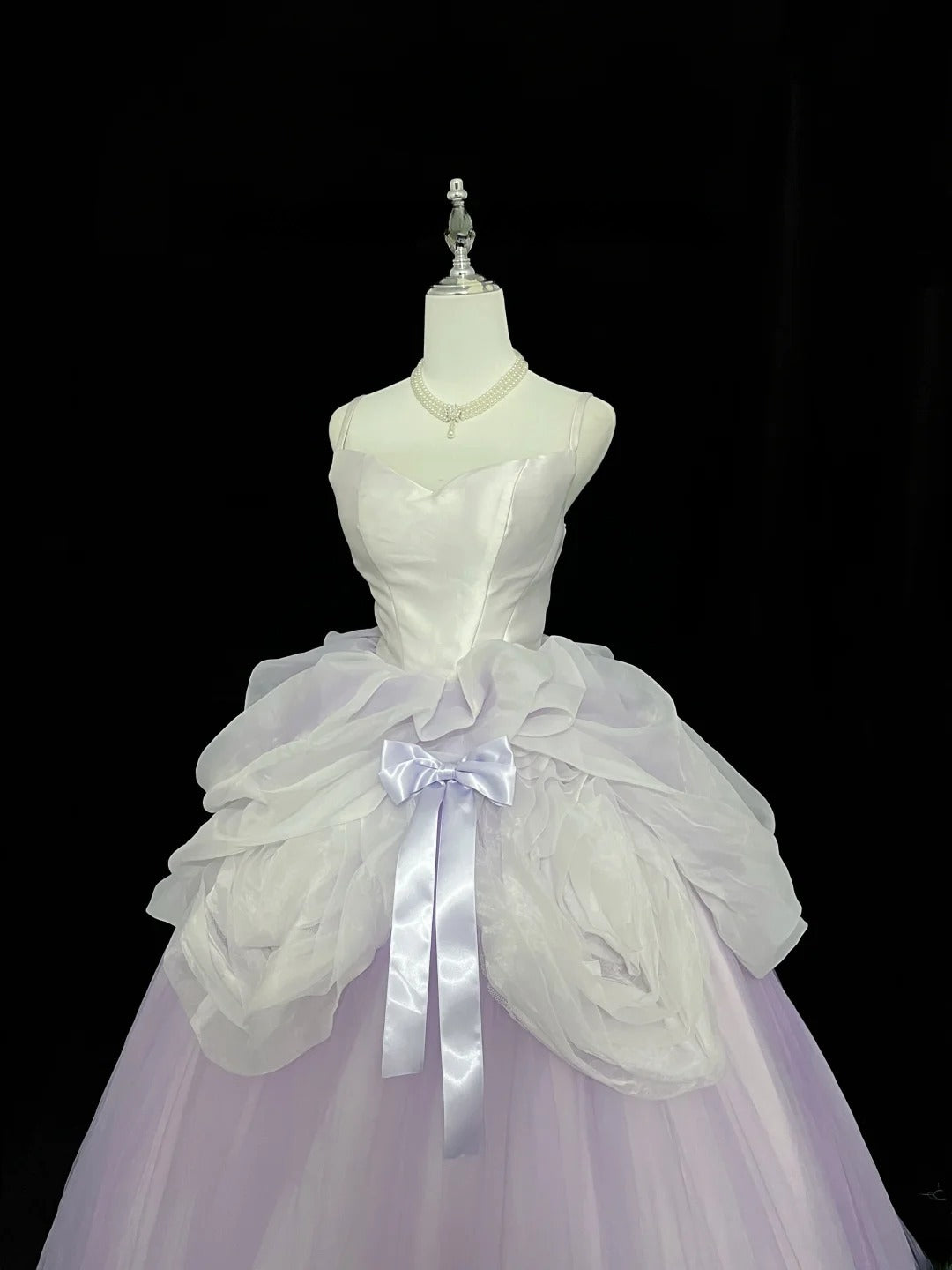 Cute Ball Gown Spaghetti Straps Lilac Tulle With Flowers Quince Dress Voluminous Sweet 16 Sweet Sixteen Outfits Vestido de 15 RB7451