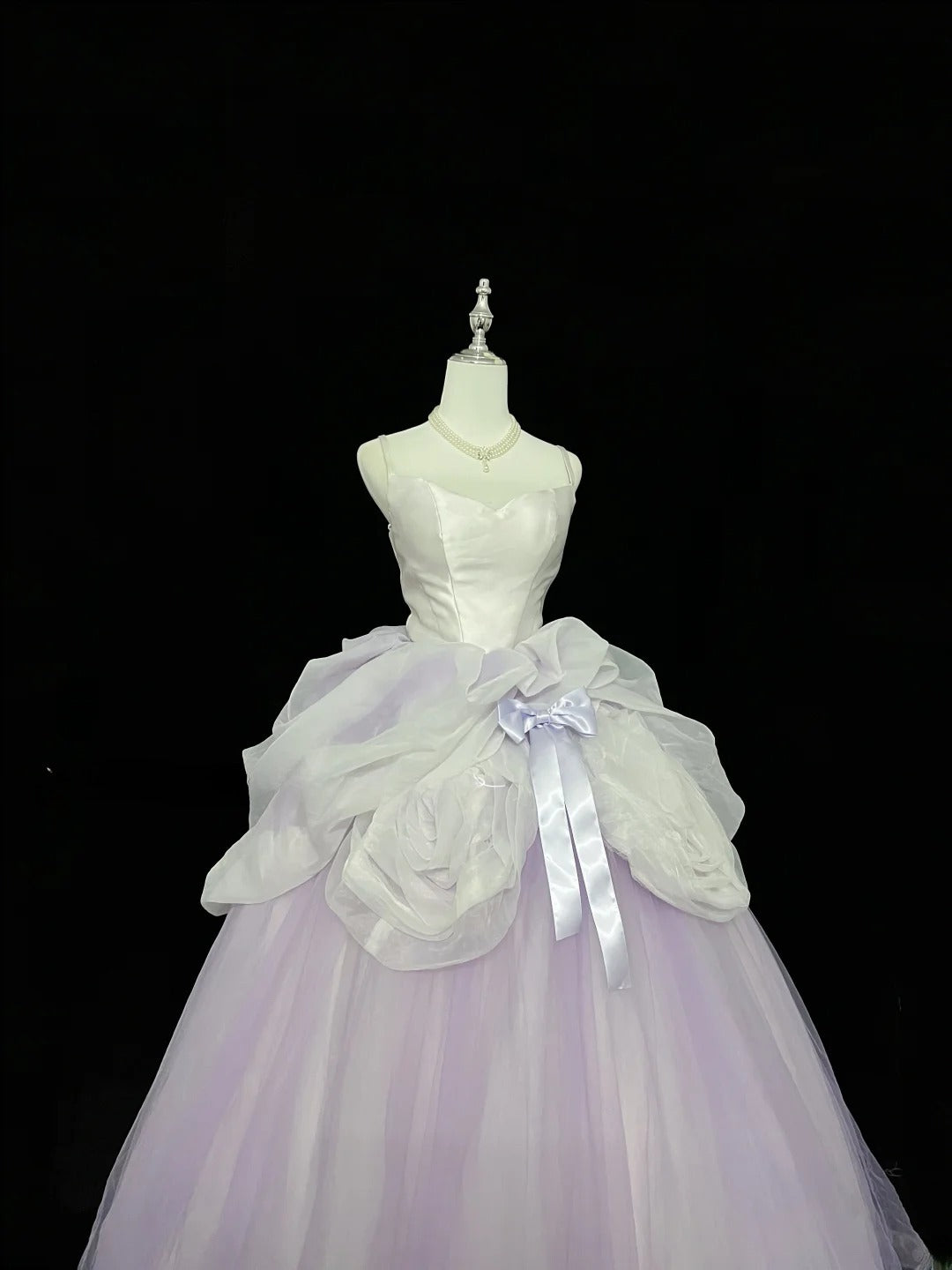 Cute Ball Gown Spaghetti Straps Lilac Tulle With Flowers Quince Dress Voluminous Sweet 16 Sweet Sixteen Outfits Vestido de 15 RB7451