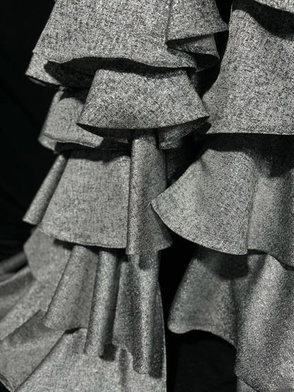 Vintage Prom Dresses Mermaid Sweetheart Grey With Ruffled Long Evening Dress Formal Outfits RB5888