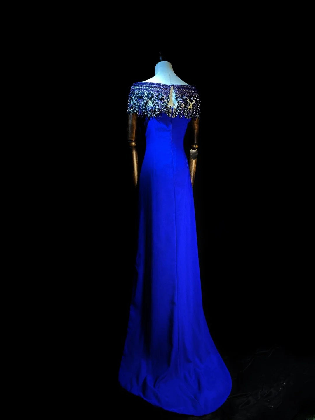 Vintage Prom Dresses Mermaid Off The Shoulder Royal Blue With Beading Crystals Long Evening Dress Formal Outfits RB5889