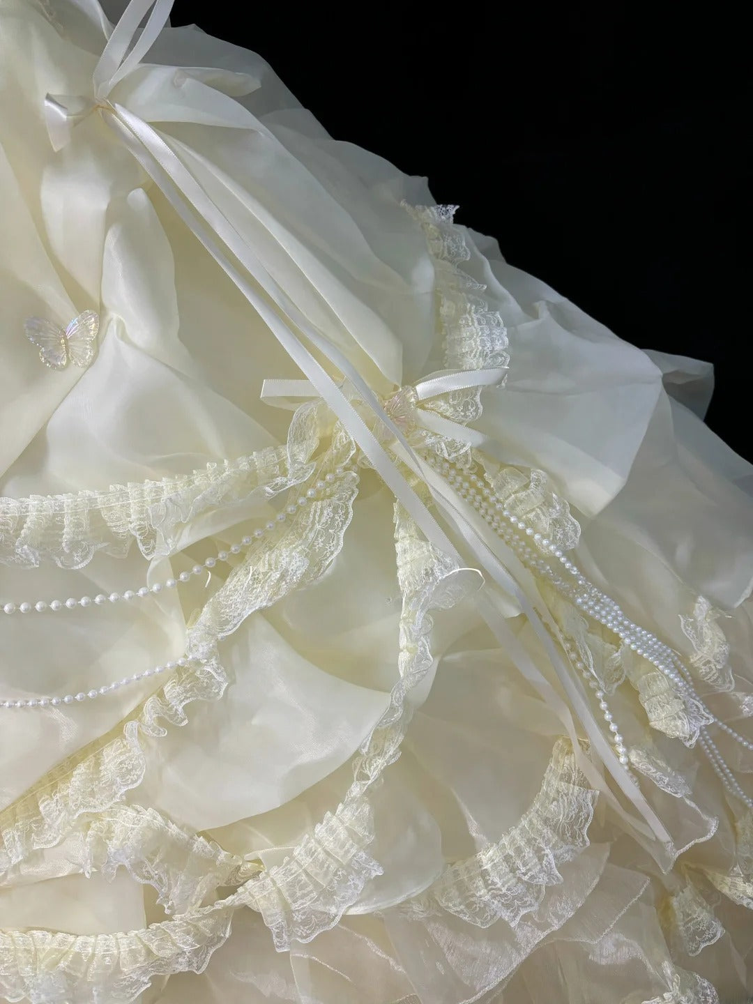 Vintage Ball Gown Strapless Cream Ivory Organza With Beading Lace Long Brides Gown Bridal Dress Wedding Dresses Style RB7454