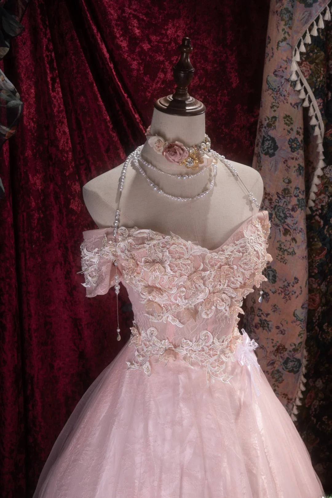 Pretty Ball Gown Off The Shoulder Pink With Appliqued Long Quince Dress Quinceanera Dresses Formal Birthday Outfits RB8102