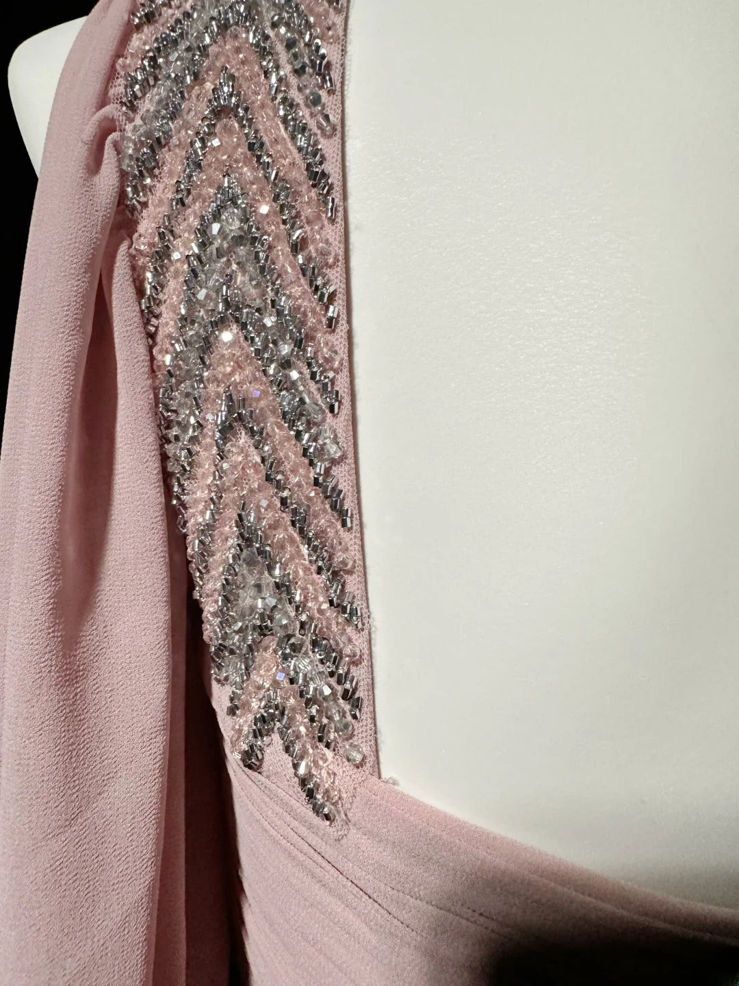 Vintage 80s Prom Dresses A line One Shoulder Pink Chiffon With Beading Long Evening Dress Formal Outfits RB5890
