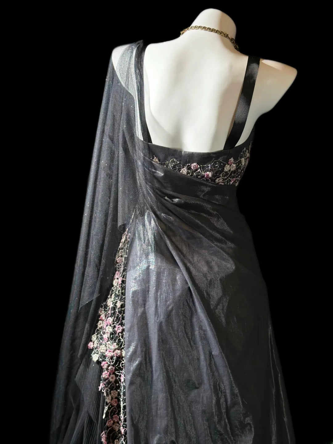 Vintage 70s Prom Dresses Mermaid Spaghetti Strap Grey Lace Long Evening Dress Formal Outfits RB5891