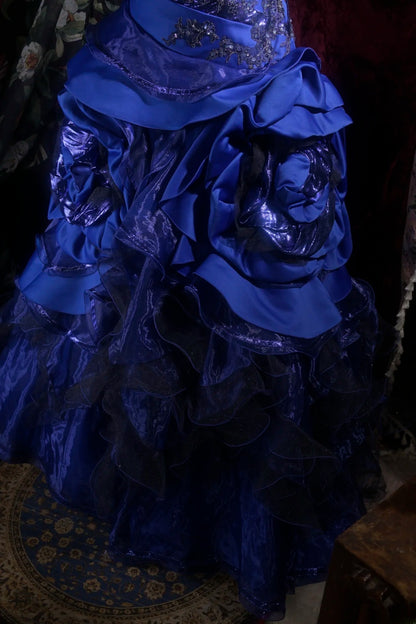 Pretty Ball Gown Strapless Royal Blue With Tiered Layers Long Quince Dress Quinceanera Dresses Formal Birthday Outfits RB8103