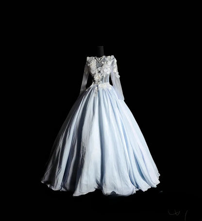 Princess Ball Gown Scoop Light Sky Blue Long Quinceañera Dress Moda 2000 15 Quinceanera Dresses Ideas Sweet 16 Outfit RB7075