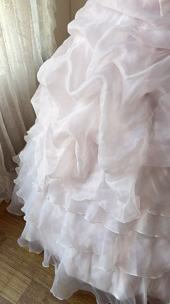 Dream Sweet 16 Dresses Long Strapless Pink With Tiered Layers Ball Gown Sweet Sixteen Party Birthday Outfit RC0453