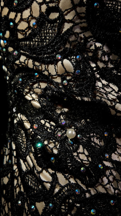 Black Prom Dress Mermaid One Shoulder Lace With Beading Modest Formal Party Gown RB9886
