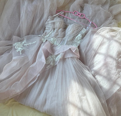 Prinzessin Ballkleid Trägerlos Hellrosa Ärmellos mit Applikationen Langes Quinceanera Kleid Vestido de 15 de Cenicienta RB3479