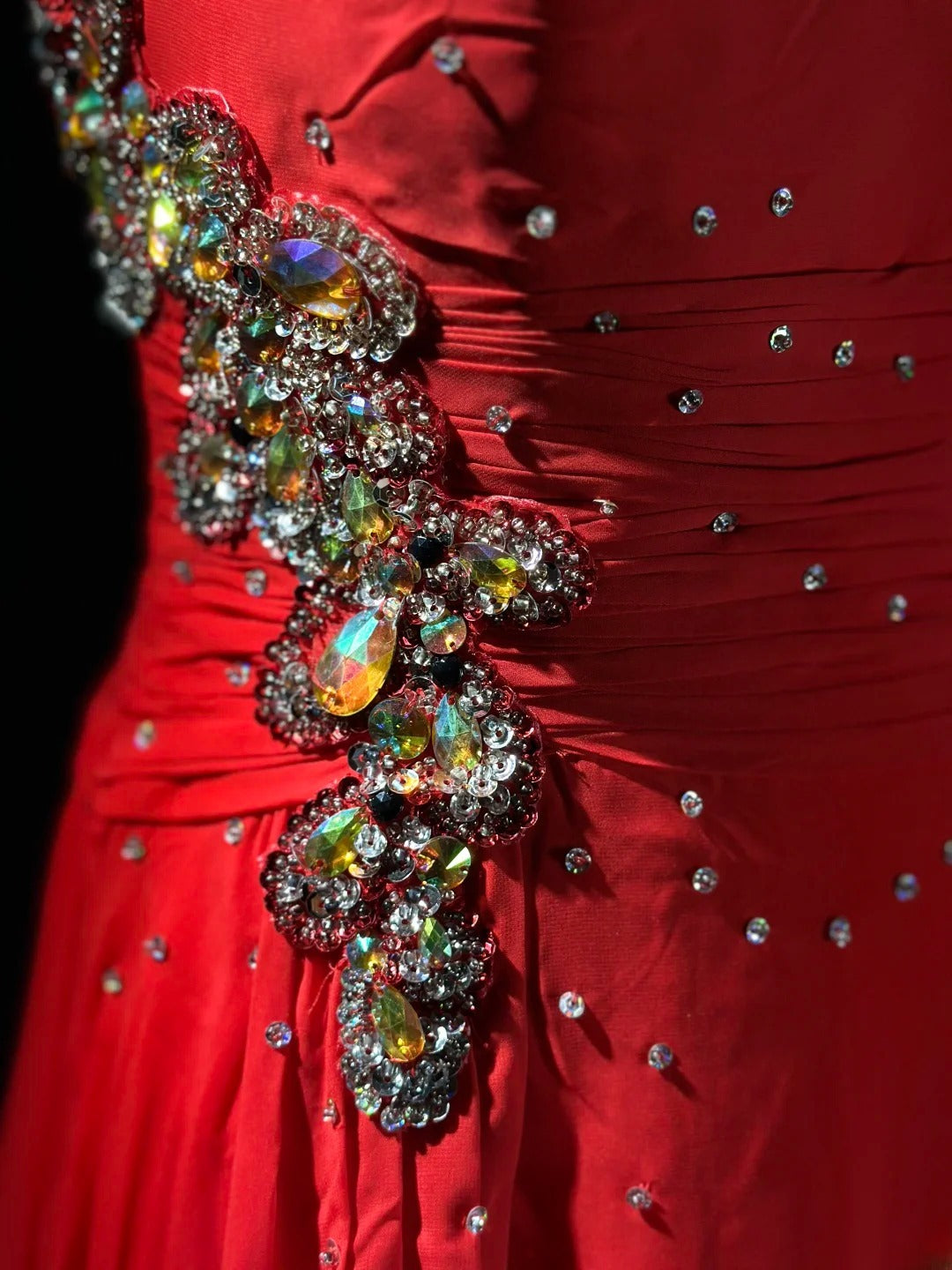 Vintage 80s Prom Dresses A line One Shoulder Red Chiffon With Beading Long Evening Dress Formal Outfits RB5893