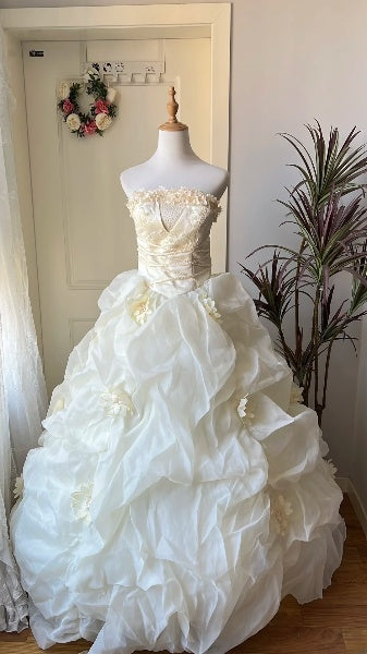 Traumhaftes trägerloses Ballkleid in Hellgelb mit Perlenstickerei für Sweet 16, Geburtstagsparty, RC0457