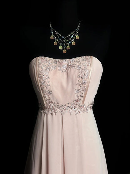 Vintage 80s Prom Dresses A line Sweetheart Light Pink Chiffon With Beading Lace Long Evening Dress Formal Outfits RB5896