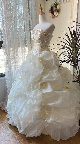 Traumhaftes trägerloses Ballkleid in Hellgelb mit Perlenstickerei für Sweet 16, Geburtstagsparty, RC0457