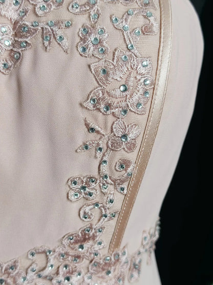 Vintage 80s Prom Dresses A line Sweetheart Light Pink Chiffon With Beading Lace Long Evening Dress Formal Outfits RB5896