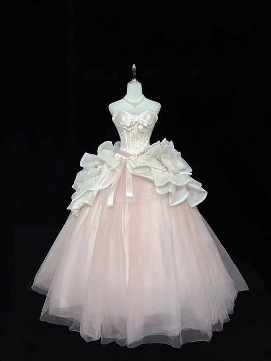 Cute Ball Gown Sweetheart Organza Tulle With Flowers Quince Dress Voluminous Sweet 16 Sweet Sixteen Outfits Vestido de 15 RB7461