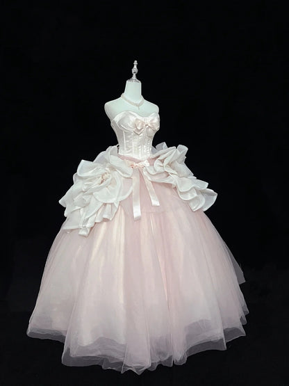 Cute Ball Gown Sweetheart Organza Tulle With Flowers Quince Dress Voluminous Sweet 16 Sweet Sixteen Outfits Vestido de 15 RB7461