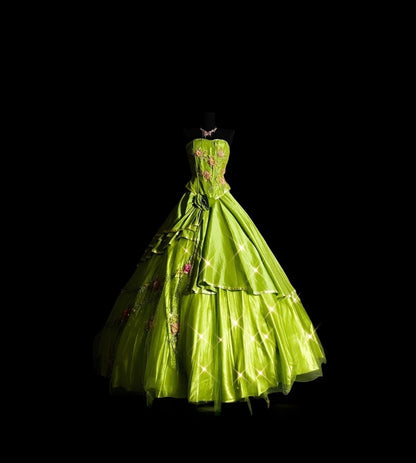 Princess Ball Gown Strapless Olive Green Long Quinceañera Dress Moda 2000 15 Quinceanera Dresses Ideas Sweet 16 Outfit RB7080