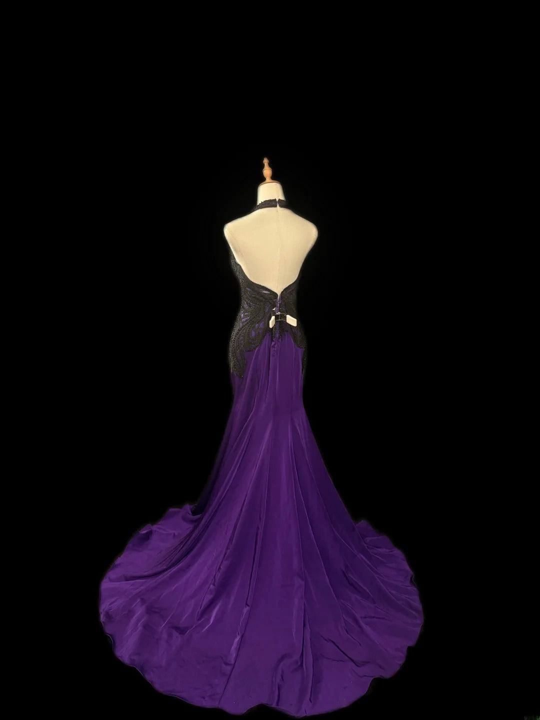 Vintage Meerjungfrauen-Abschlussballkleider Neckholder Traube Schwarz Spitze Ärmellos Mit Perlen Lange Abendgarderobe Formelle Outfits RB3484